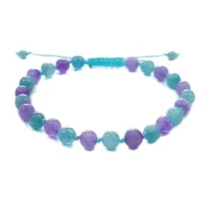 Pulsera Unisex modelo Aguamarina Amatista Serenidad Mineral