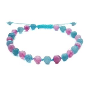Pulsera Unisex modelo Aguamarina y Cuarzo Rosa Paz Armónica