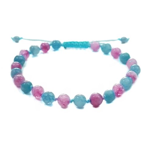 Pulsera Unisex modelo Aguamarina y Cuarzo Rosa Paz Armónica