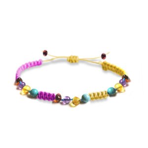 Pulsera Unisex juvenil / adulto modelo Prisma Sagrado tejido color morado transmutador y dorado imperial
