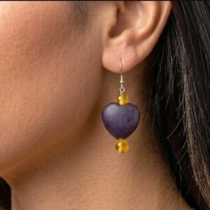 Aretes Corazón de Luz y Energía de Ámbar Báltico con plata Esterlina Ley .925